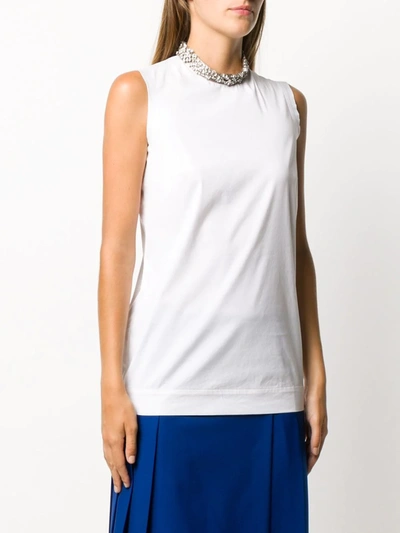 Pre-owned Prada 2000s Crystal-embellished Tank Top In White