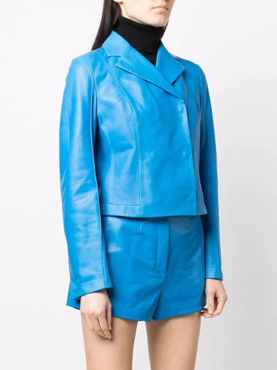 Ferragamo Notched-lapel Long-sleeve Jacket In 蓝色