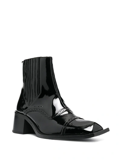 Shop Martine Rose Cream Patent Leather Ankle Boots In Black