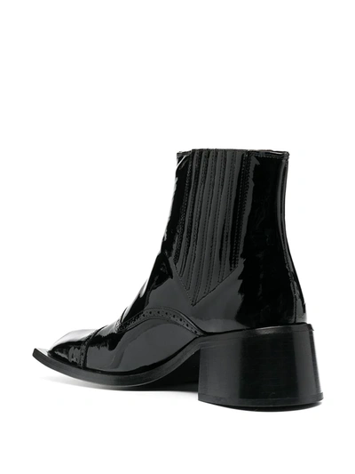 Shop Martine Rose Cream Patent Leather Ankle Boots In Black