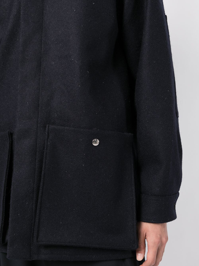Shop Uniforme Patched Wool Overshirt In Black