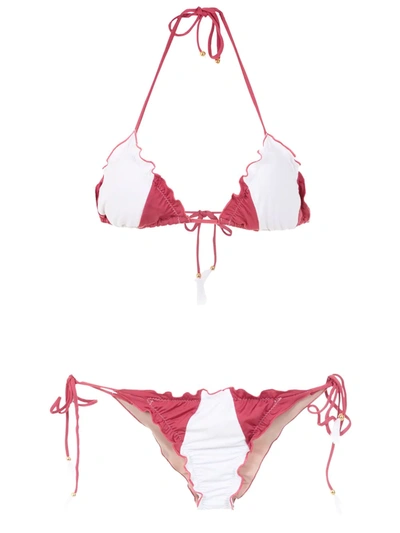 Shop Brigitte Two-tone Bikini Set In Pink