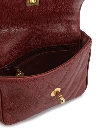 Pre-owned Chanel 2002 V Stitch Waist Belt Bag In Red