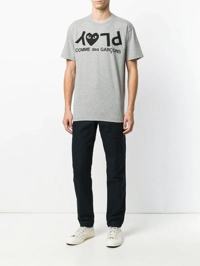 Comme Des Garçons Play Comme Des Garcons Play Womens Grey Reverse Logo-print Cotton-jersey T-shirt In Grey
