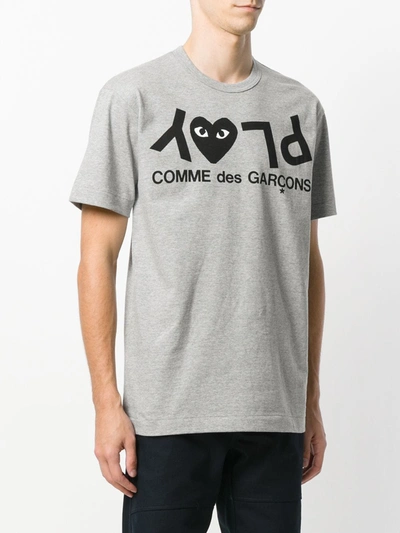 Comme Des Garçons Play Comme Des Garcons Play Womens Grey Reverse Logo-print Cotton-jersey T-shirt In Grey