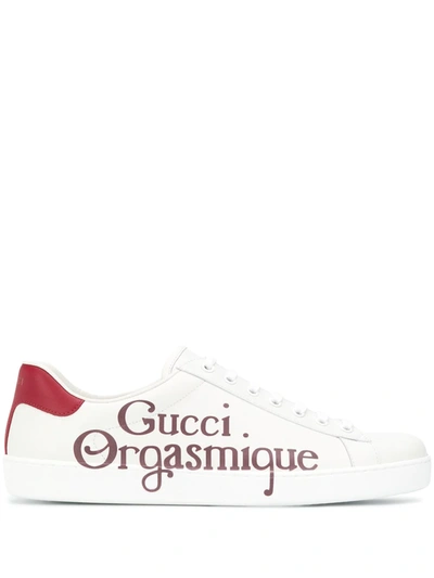 Shop Gucci Orgasmique Logo-print Sneakers In White