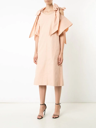 Shop Chloé Ribbon Sleeve Shift Dress In Pink