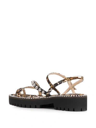 Shop Jimmy Choo Desi Snake-print Sandals In Black