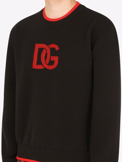 Shop Dolce & Gabbana Logo-print Contrasting-trim Jumper In Black