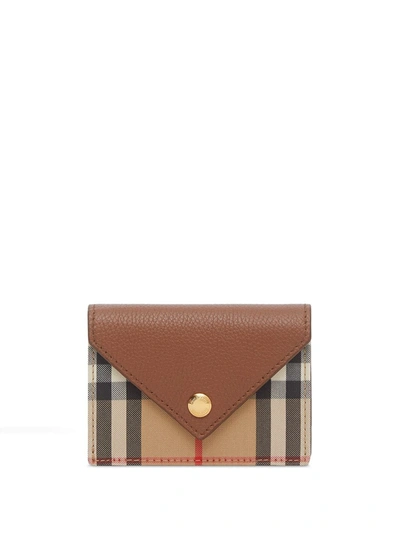 Shop Burberry Vintage Check Card Case In Brown ,neutral