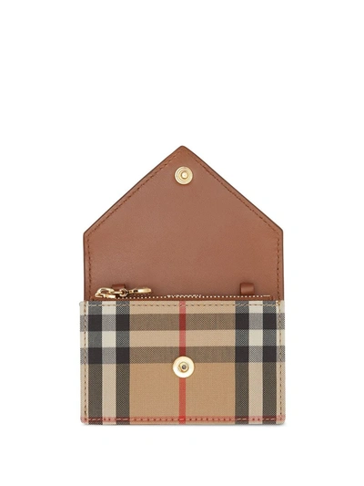 Shop Burberry Vintage Check Card Case In Brown ,neutral