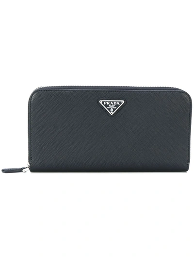 Prada Large Zip-around Wallet In Black