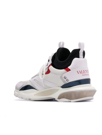 Valentino Bounce Suede-trimmed Leather, Mesh And Neoprene Sneakers In White