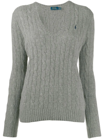 Shop Polo Ralph Lauren Classic Cable Knit Jumper In Grey