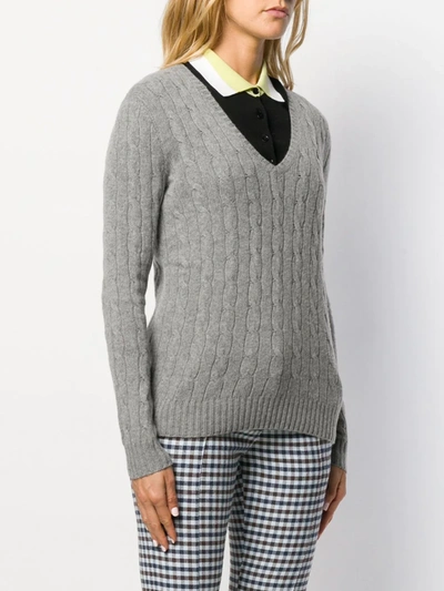 Shop Polo Ralph Lauren Classic Cable Knit Jumper In Grey