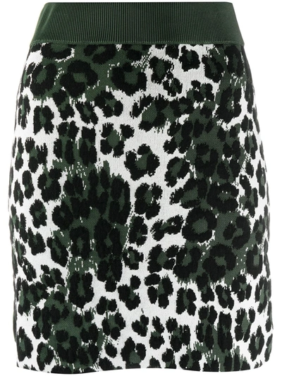 Shop Kenzo Knitted Leopard Print Skirt In Green