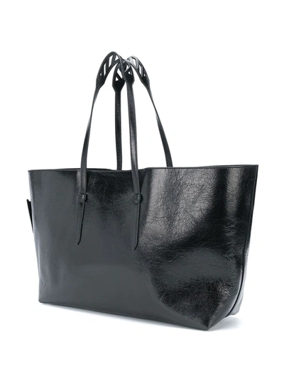Shop Off-white Leather Tote Bag In Black