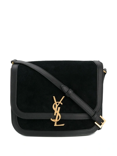 Shop Saint Laurent Lock Medium Shoulder Bag In Black