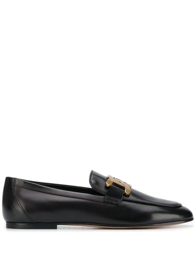 Shop Tod's Chain-strap Loafers In Black