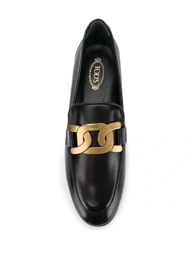 Shop Tod's Chain-strap Loafers In Black