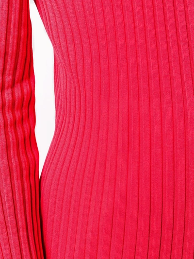 Shop Bottega Veneta Ribbed Long-length Cardigan In Pink