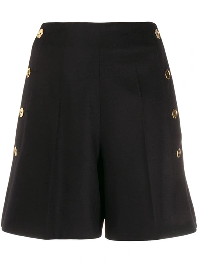 Shop Patou Side Button Shorts In Black