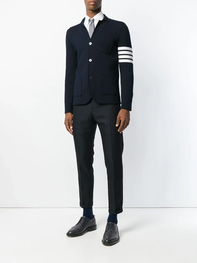 Shop Thom Browne 4-bar Merino Sport Coat In Blue