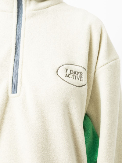 7 Days Active Womens Pistachio Creme/ Ig Logo-embroidered Fleece Sweatshirt M In Nude