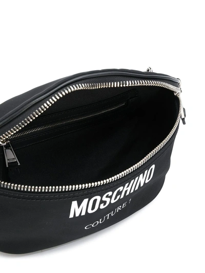 Shop Moschino Logo Print Belt Bag In Black