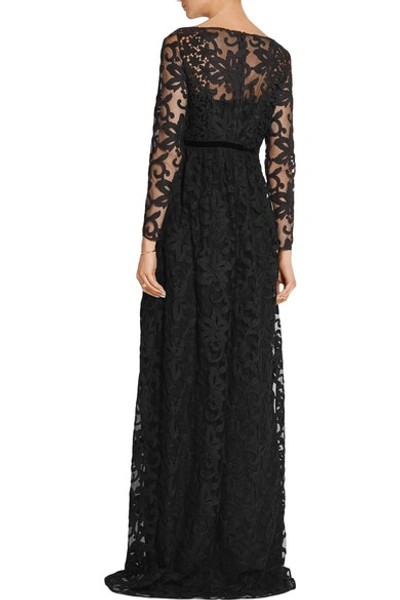 Shop Burberry Embroidered Cotton-blend Tulle Gown