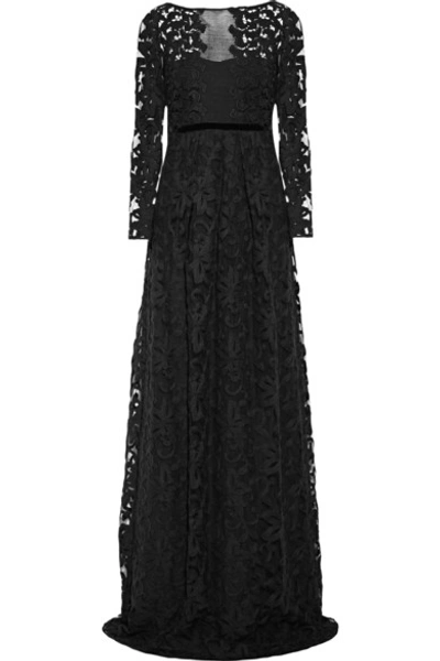 Shop Burberry Embroidered Cotton-blend Tulle Gown