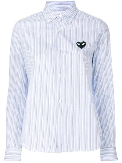 Comme Des Garçons Play Comme Des Garcons Play Broad Stripe Cotton Button Down In Blue In Blue