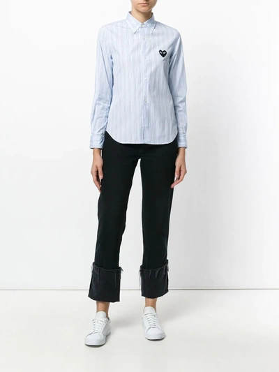 Comme Des Garçons Play Comme Des Garcons Play Broad Stripe Cotton Button Down In Blue In Blue