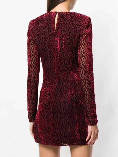 Shop Saint Laurent Dot-print Sheer Mini Dress In Red