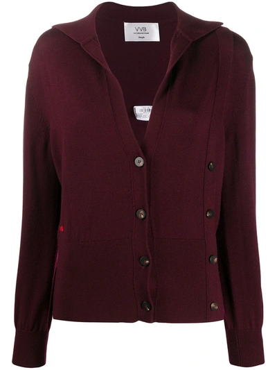 Victoria Victoria Beckham Burgundy Double-breasted Wool Cardigan