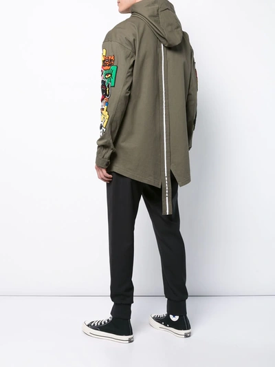 Haculla Hacmania Patch Hooded Coat In Green