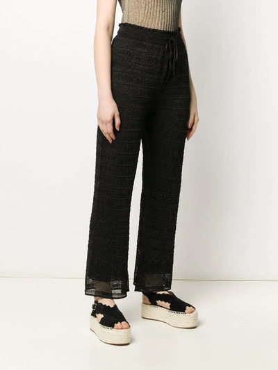 Shop M Missoni High-rise Straight-leg Knitted Trousers In Black