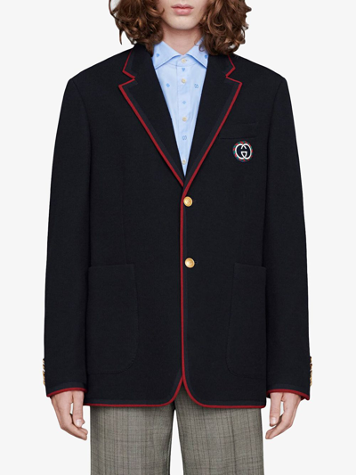 Shop Gucci Palma Single-breasted Jacket In Blue