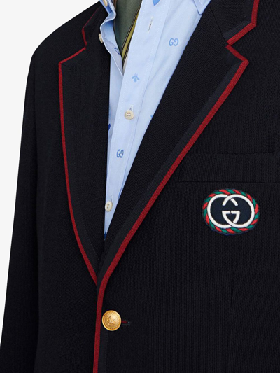 Shop Gucci Palma Single-breasted Jacket In Blue