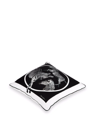 Dolce & Gabbana Zebra-print Silk Twill Cushion In Schwarz