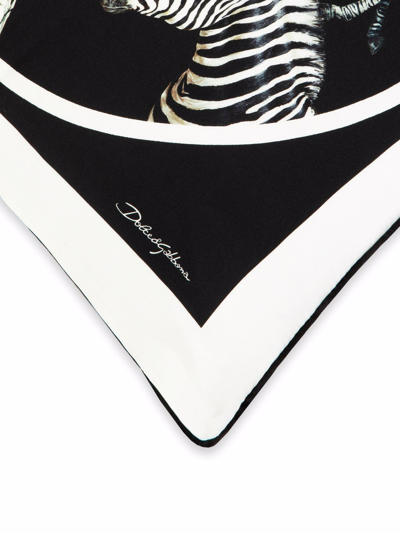 Dolce & Gabbana Zebra-print Silk Twill Cushion In Schwarz