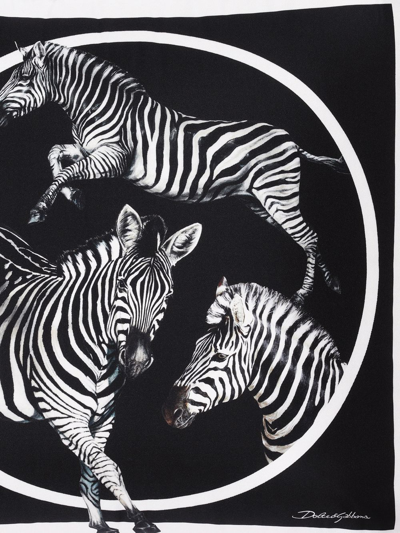Dolce & Gabbana Zebra-print Silk Twill Cushion In Schwarz
