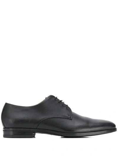 Shop Hugo Boss Embossed Leather Derby Shoes In Black