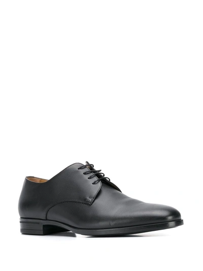 Shop Hugo Boss Embossed Leather Derby Shoes In Black