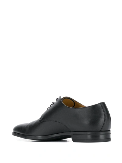 Shop Hugo Boss Embossed Leather Derby Shoes In Black