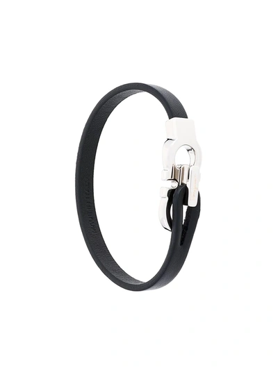 Shop Ferragamo Double Gancio Bracelet In Black