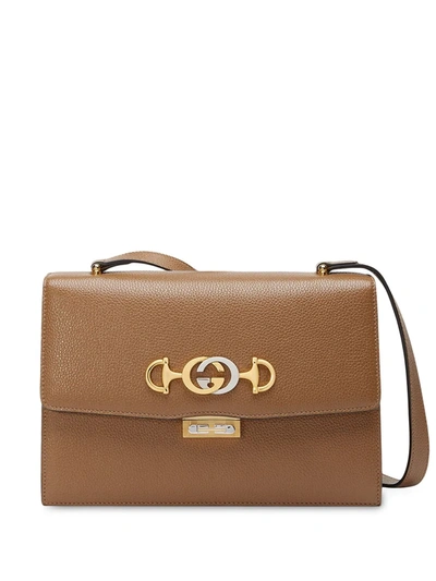 Shop Gucci Zumi Small Shoulder Bag In Brown