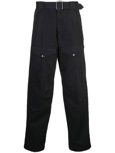 Shop Givenchy Belted Straight-leg Trousers In Black