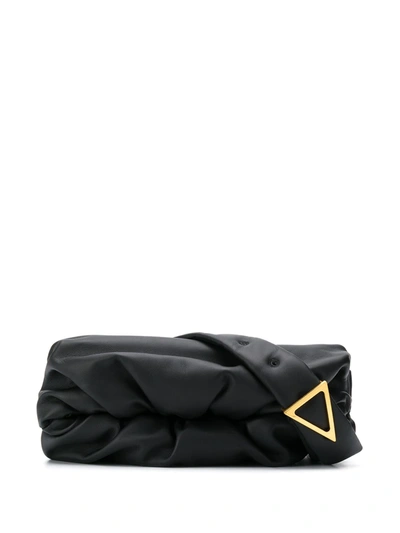 Shop Bottega Veneta Triangular Buckle Crossbody Bag In Black