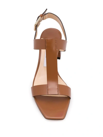 Shop Jimmy Choo Jin 45 Leather Sandals In Brown